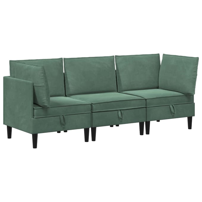 vidaXL - Woonkamer - Meubelset - 3 - st - Zeegroen - Fluweel
