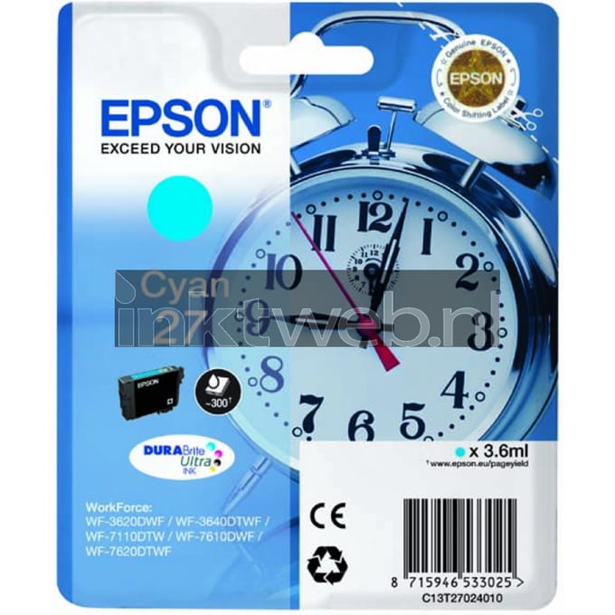 Epson T2702 nr. 27 inktcartridge cyaan (origineel)