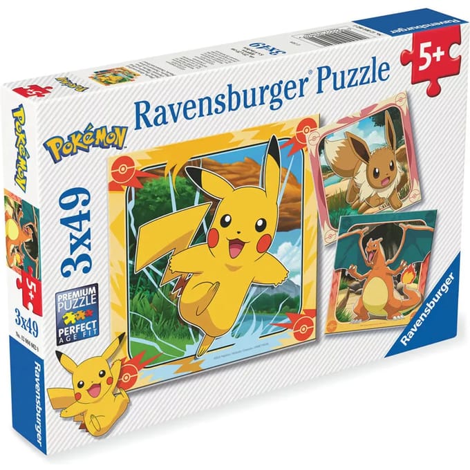 Ravensburger Pokémon-puzzel 3x49 Stukjes Veelkleurig