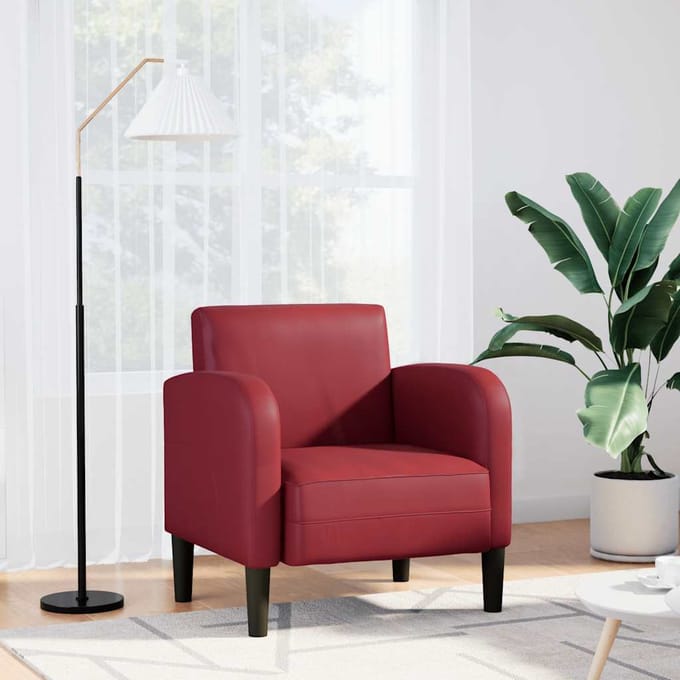 vidaXL - Fauteuil - met - armleuningen - 54 - cm - kunstleer - wijnrood