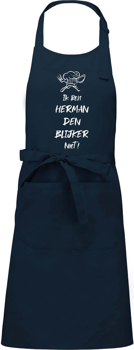 Mijncadeautje - Luxe schort - Ik ben Herman den blijker niet - blauw