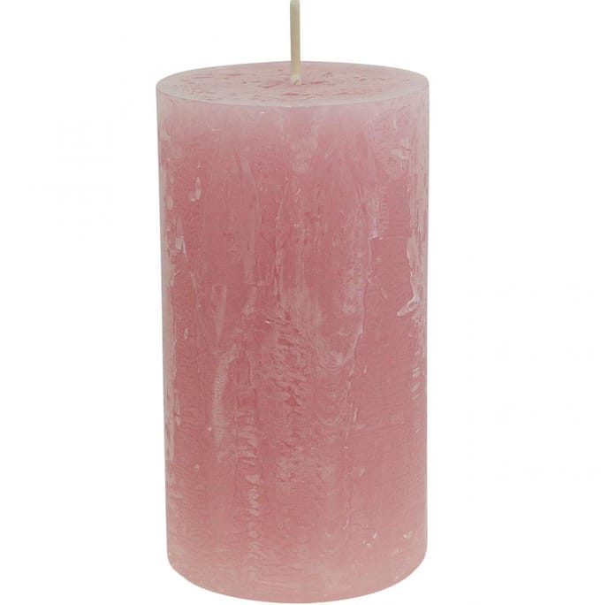 Zelfdovende effen rustieke kaarsen, roze, 60×110 mm, set van 4