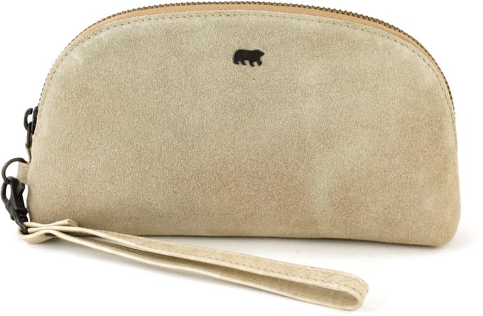 Bear Design Suède Make Up Tasje / Etui Round Beige