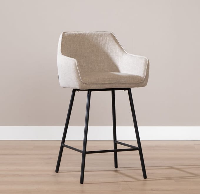 Bronx71® Barkruk Ciara linnen taupe 65-78 cm - barstoel