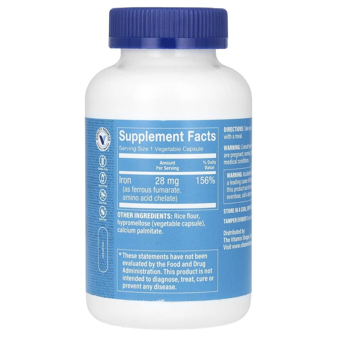 The Vitamin Shoppe, IJzer, 28 mg, 300 Plantaardige Capsules