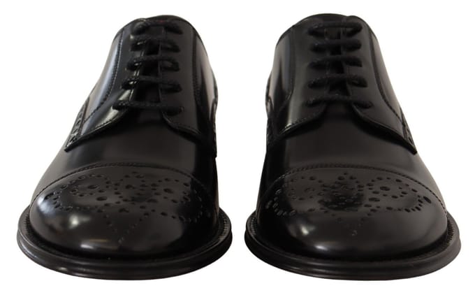 Dolce & Gabbana Zwarte Leren Wingtip Heren Formele Derby Schoenen