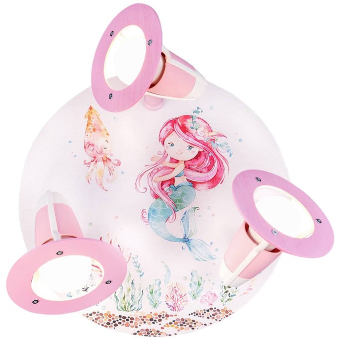 Elobra Mara zeemeermin plafondlamp, wit/roze, Ø 29 cm, E14