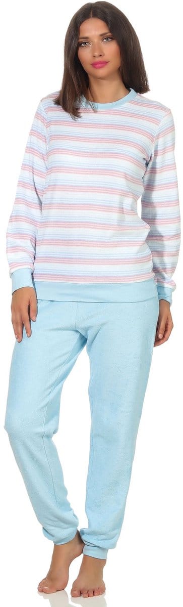 Damesbadstofpyjama met manchetpyjama in een stijlvolle streeplook - 202 201 13 362