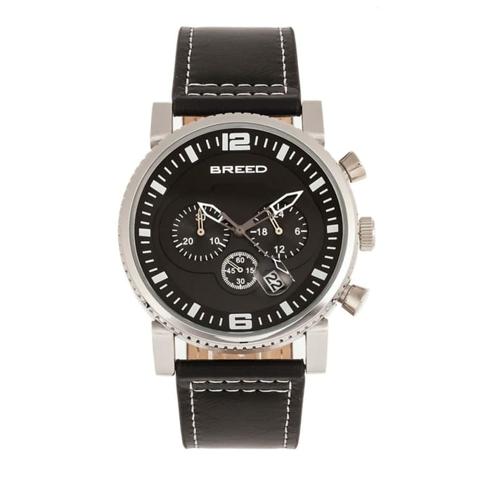 Breed Ryker chronograaf horloge met leren bandje met datum