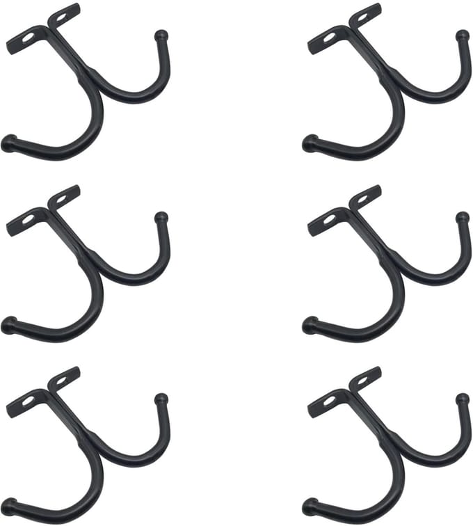 Mug Holder, 6 Pcs Mug Rack Under Cabinet Top Mounted Mug Shelf Hangers Metal Storage Hooks for Cabinet Kitchen Bathroom (Black)