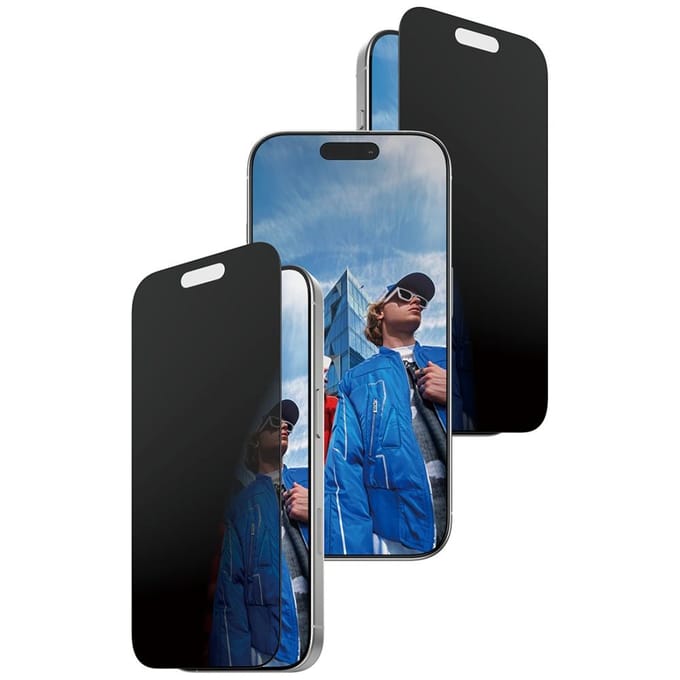 PanzerGlass Screenprotector geschikt voor Apple iPhone 16 Pro Glazen | PanzerGlass FastFit Screenprotector Privacy - Case Friendly - Zwart