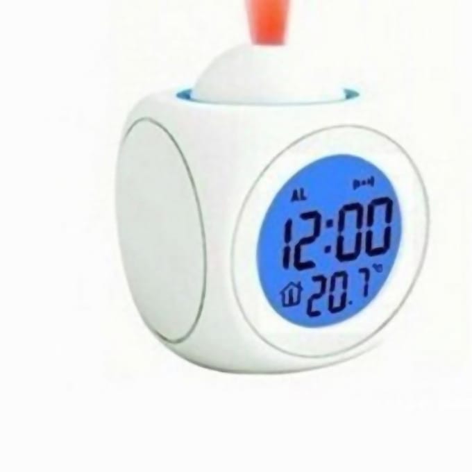 Projector Tafelklok Multifunctioneel Plastic USB Opladen LED Spraakfunctie Projectie Wekker wit