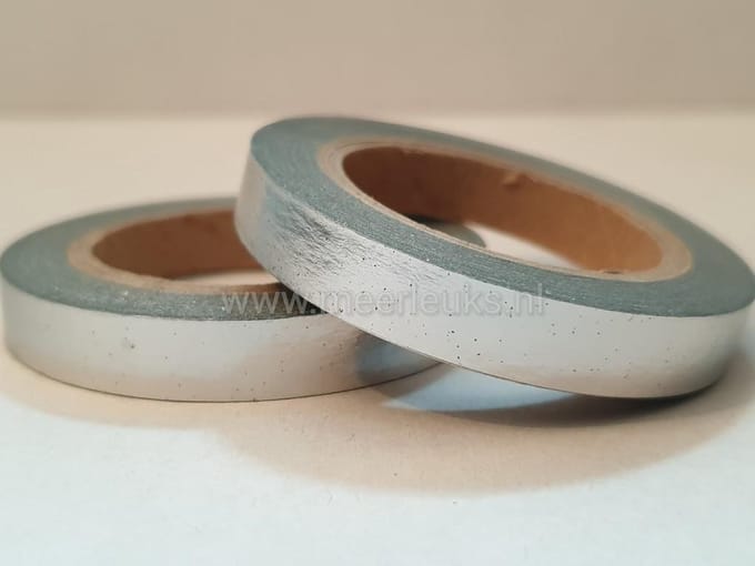 Washi Tape Foil Zilver - 2 rollen - 10 meter x 7.5 mm. Masking Tape Silver