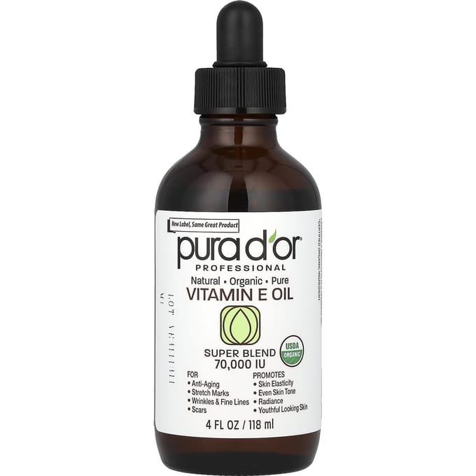Pura D'or, Professional, Huile de vitamine E, 70 000 UI, 4 fl oz (118ml) black