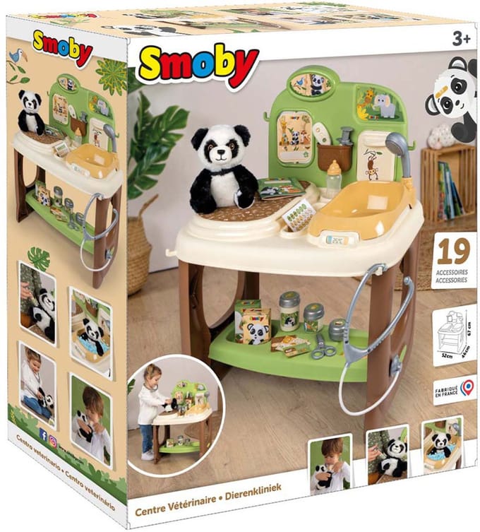 Smoby - Zoo Veterinary Center - 1 Panda knuffel - Veel accessoires en functies