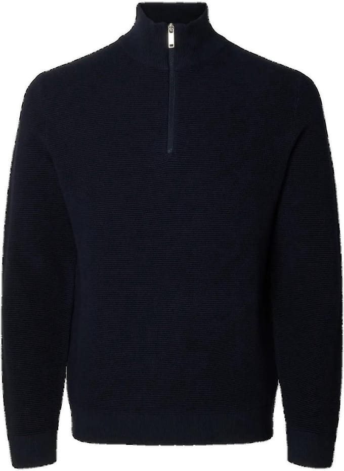 Selected Homme LS Knit Structure Half Zip Dark Sapphire