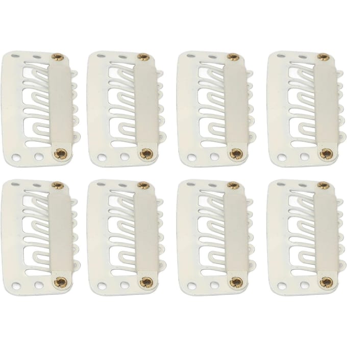 100 stuks Pruik Klikclip U-vorm 6 Tanden Veilige Haarstuk Kamclips voor DIY Hairextensions Hoed Beige white
