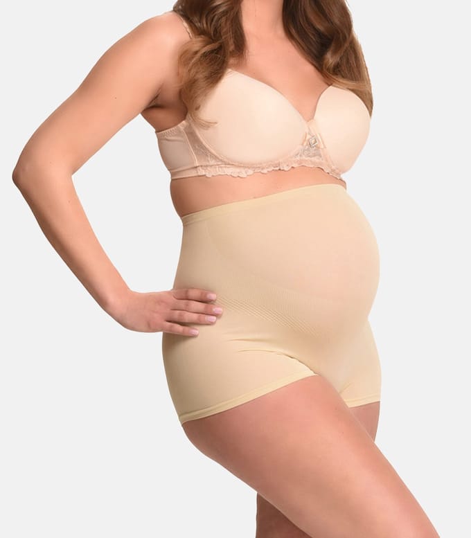 Seamless Zwangerschaps BOXERSHORTS met shapewear effect (beige XL/XXL