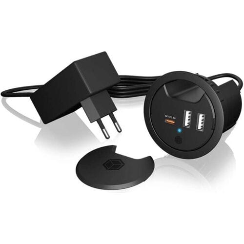 ICY BOX USB-oplader 30 W 2x USB-A, 1x USB-C Zwart Binnen