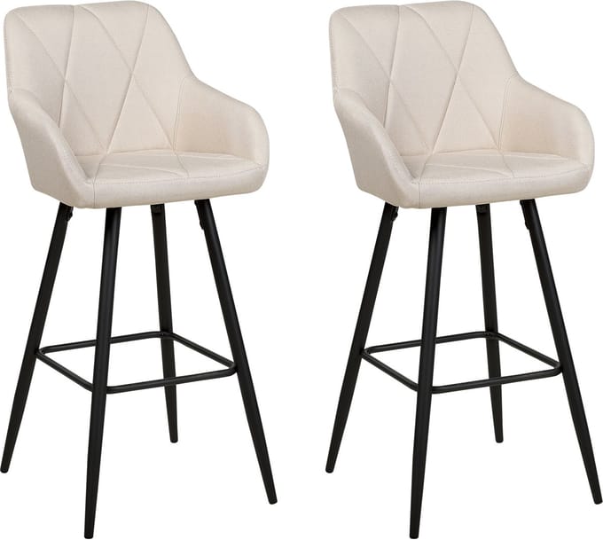 DARIEN - Barkruk set van 2 - Lichtbeige - Polyester