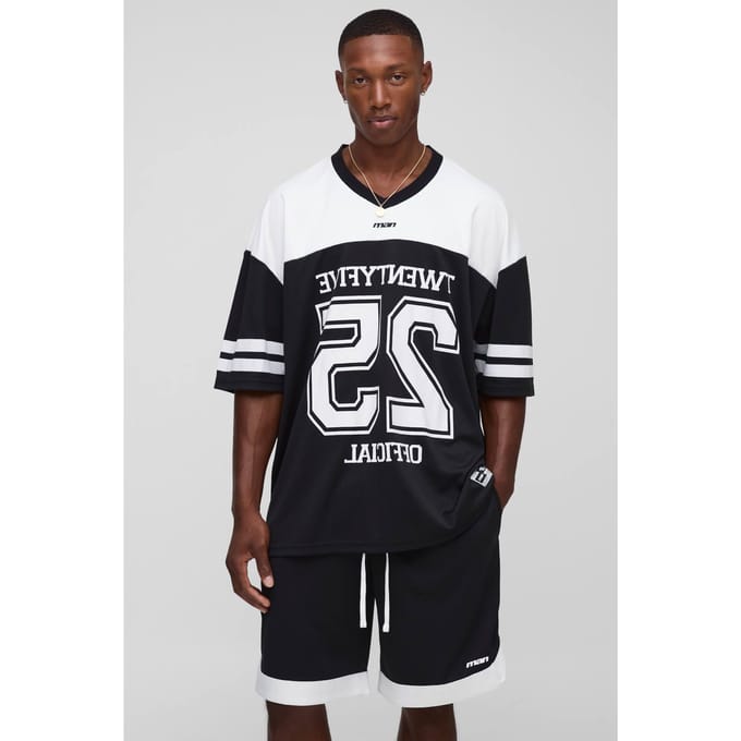 Oversized Officiële Mesh Hockey Top & Short Set | Black | Size Medium
