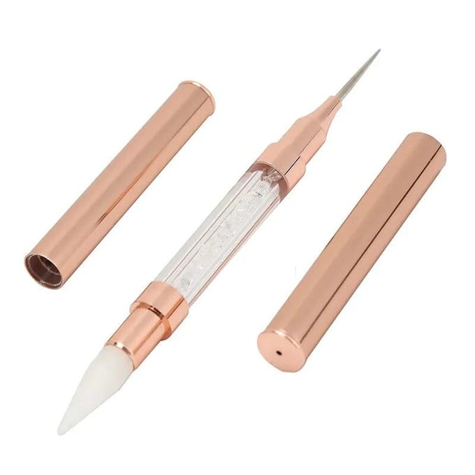 Sélecteur de strass à Double tête, outil de pointage des ongles, crayon de cire, perles, goujons, stylo de ramassage, outil de manucure rose