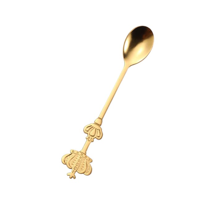 Kroonlepel Creatieve Gouden Roestvrijstalen Dubbele Kroon Koffielepel voor Cake Thee IJs beige