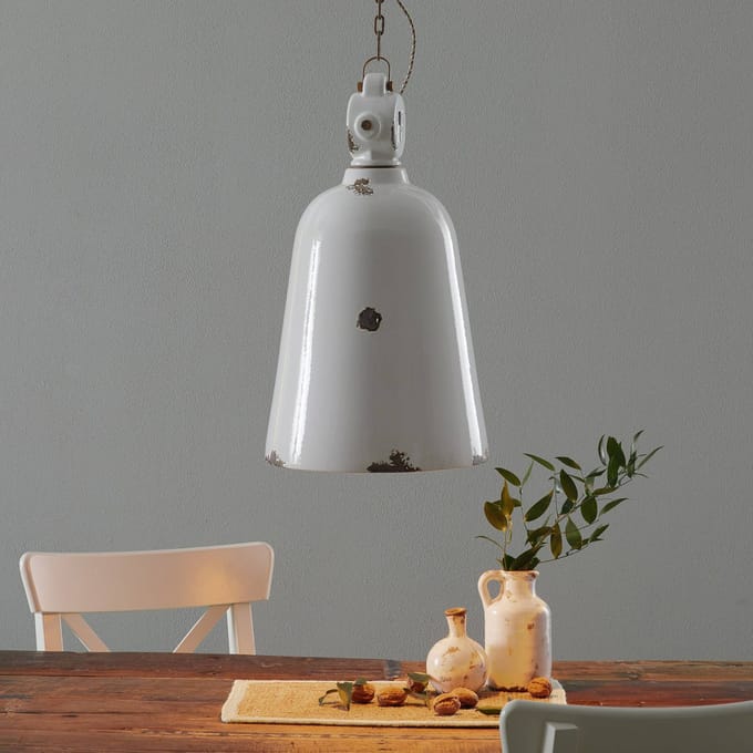 Ferroluce Vintage hanglamp C1745, conisch, wit