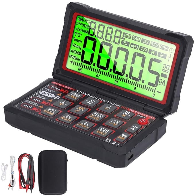Digitale Multimeter - Tester - Auto Diagnose - Oplaadbaar Flip Ontwerp - 1800 mAh - Zwart
