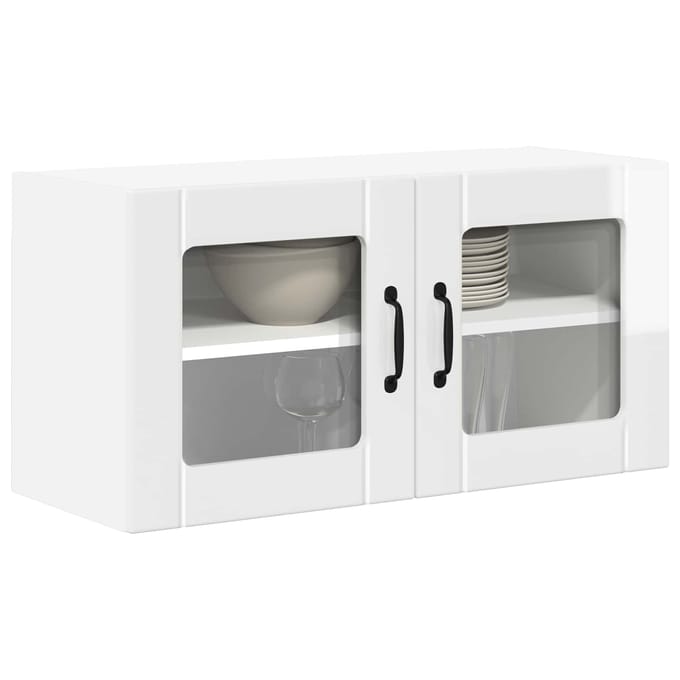 vidaXL - Wandglas - Kasten - LUCCA - Hoogglans - Wit - 80 - x - 31 - x - 40 - cm