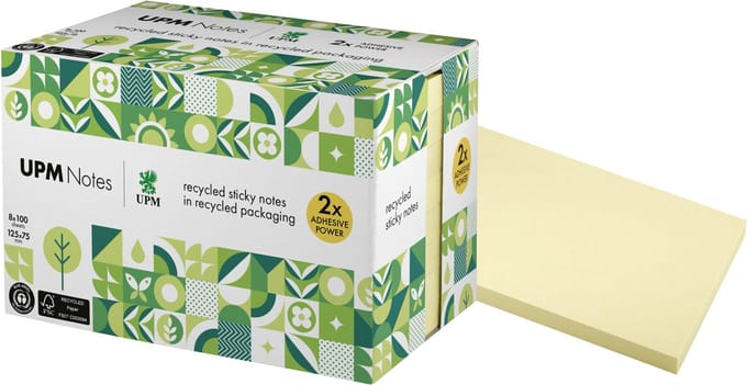 UPM sticky notes - formaat 125x75mm - pastelgeel - 8 memoblokken - IN-5655-11UR-8