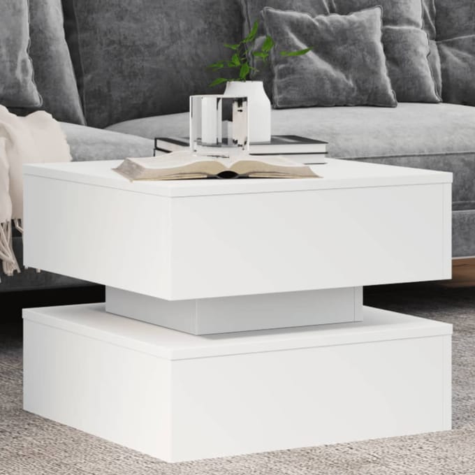vidaXL - Salontafel - met - LED-verlichting - 50x50x40 - cm - wit