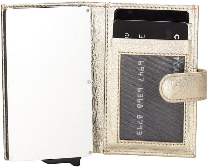 Double D Jaipur Leren Creditcardhouder / Portemonnee - Goud