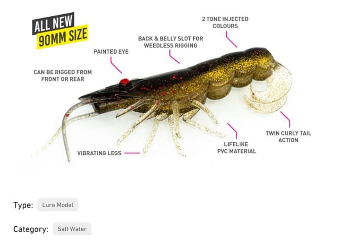 Chasebaits Curly Prawn 90 mm Zinkend Aas 4/Pak Jelly Prawn (4488)