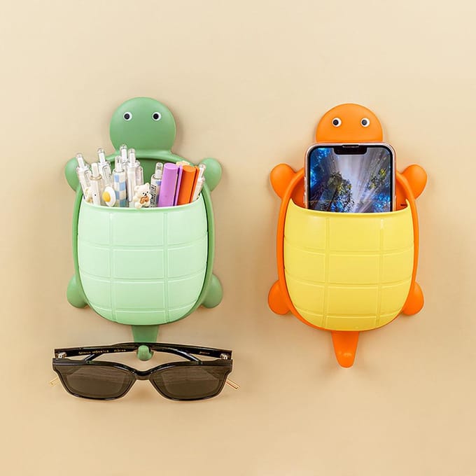 1 support de rangement pour brosse à dents en forme de tortue mignonne, design créatif, pour salle de bain, dessin animé gris
