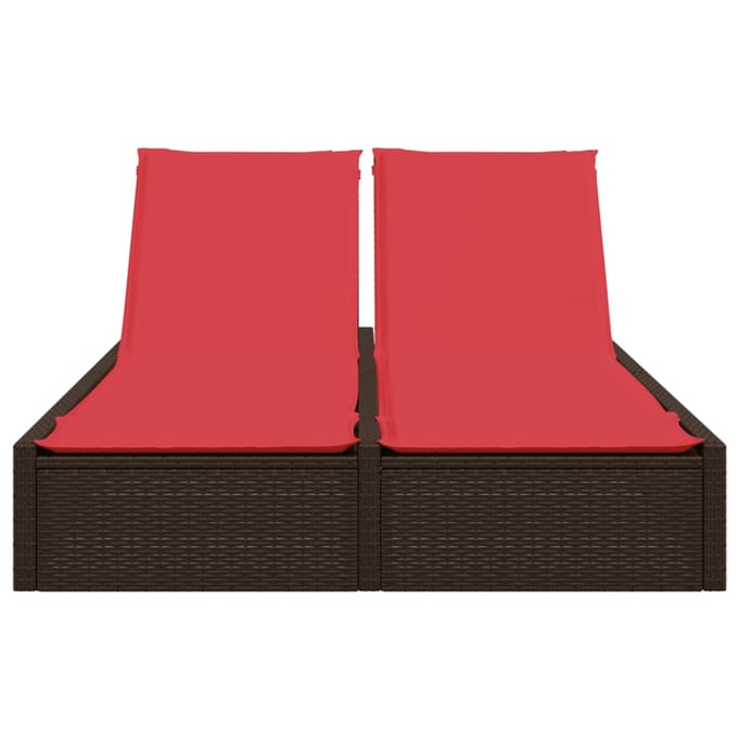 vidaXL - Dubbele - ligstoel - met - kussens, - bruin - polyrotan