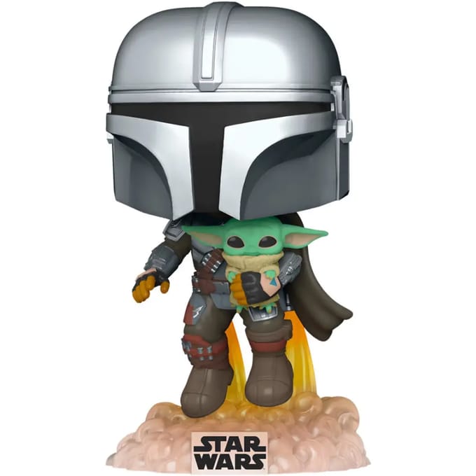 Pop Star Wars: The Mandalorian Flying with JetPack and Child - Funko Pop #402