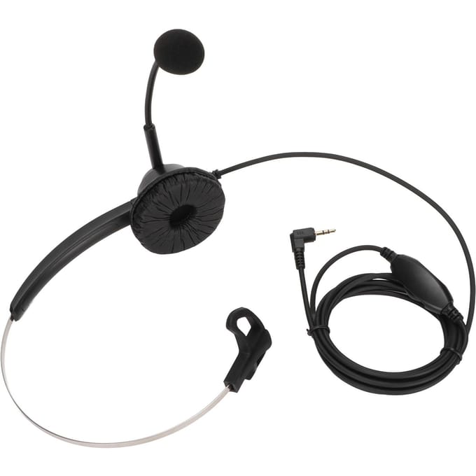 H360‑2.5VA Enkelzijdige Headset Zwart Volume Regeling Monaurale Koptelefoon voor 2,5 mm Stekker