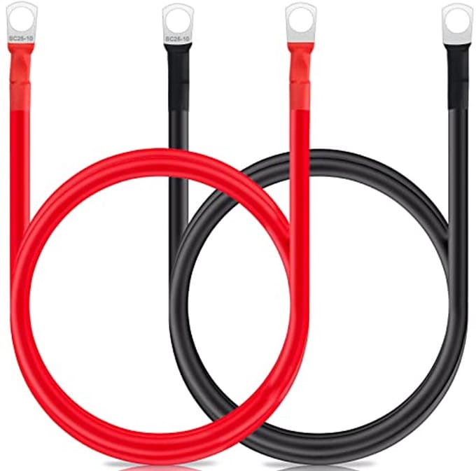 12V M10 Accukabel 100 cm - Koper - 25 mm - Geschikt voor Auto en Motorfiets