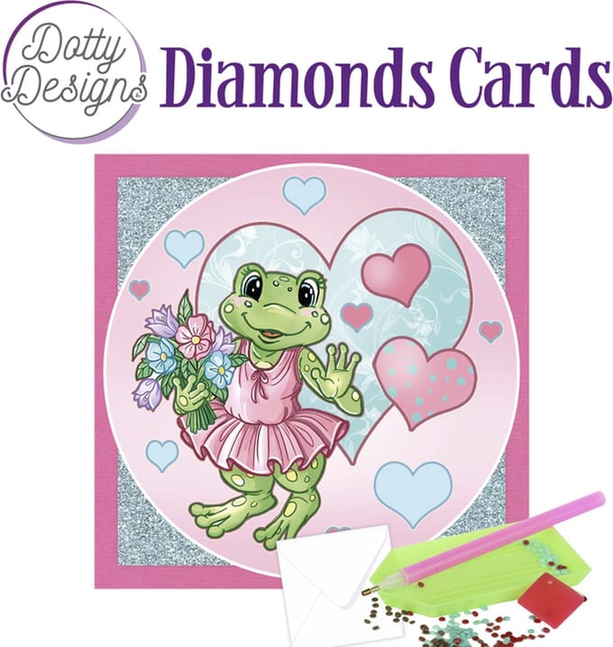 Dotty Designs Diamond Cards - Frog with Flowers