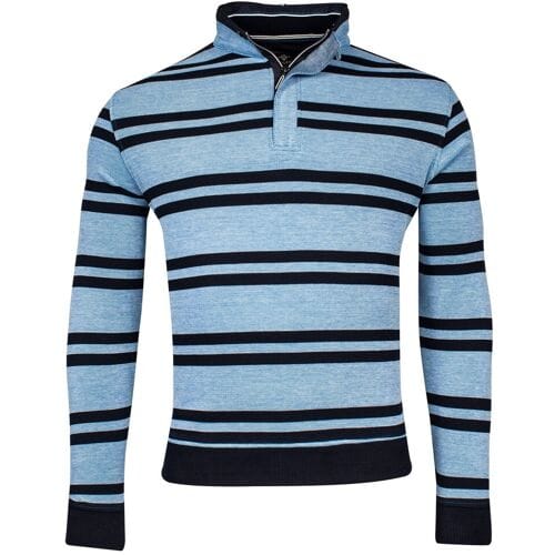 Baileys Trui Sweat Half Zip Piqué Yarn Dyed Stripes Two-Tone Doubleface Bright Cobalt / male