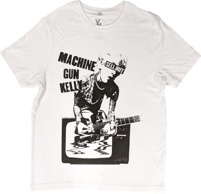 Machine Gun Kelly - TV Warp Heren T-shirt - S - Wit