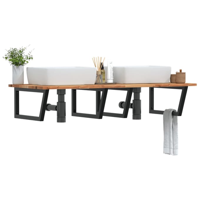 vidaXL - Badkamer - wandschap - staal - en - massief - acaciahout