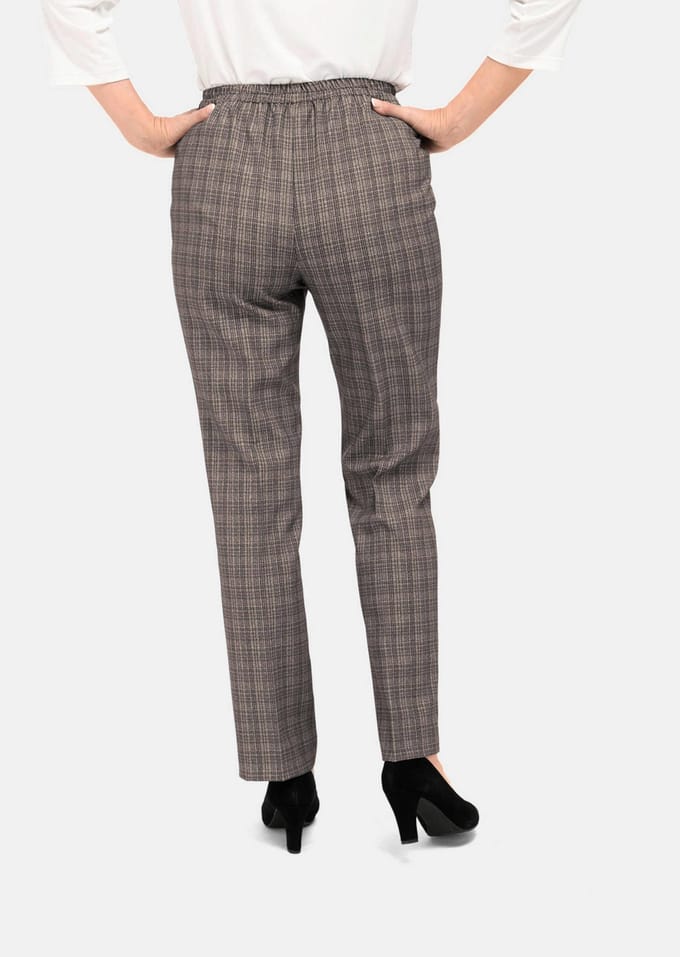 Geruite broek CARLA met biesjes - beige - Gr. 265 van Goldner Fashion