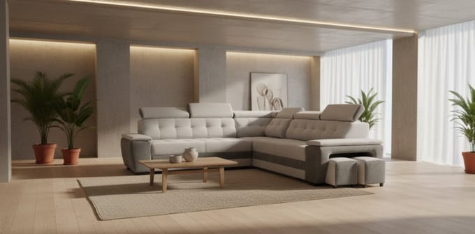 Luxe Uitschuifbare Slaapbank – Antraciet – 277x180x100 cm – Industrohome
