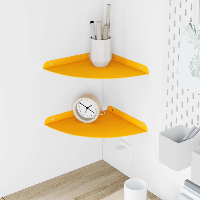 vidaXL - Hoek - Plank - 2 - st - Mosterdgeel - 24 - x - 24 - x - 2 - cm