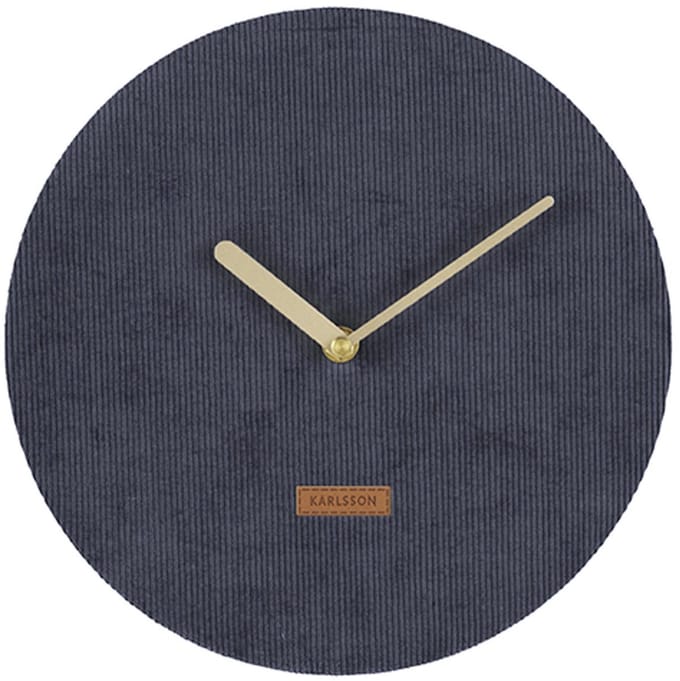 Karlsson Wandklok Corduroy - Donker Blauw - Ø25cm