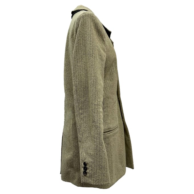 Bottega Veneta single-breasted blazer met visgraatmotief in beige polyamide