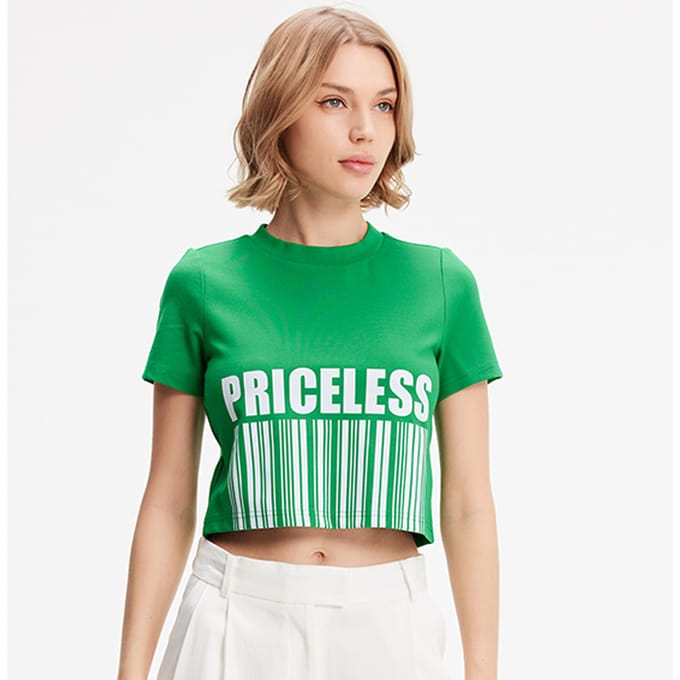 Typo print crop t-shirt