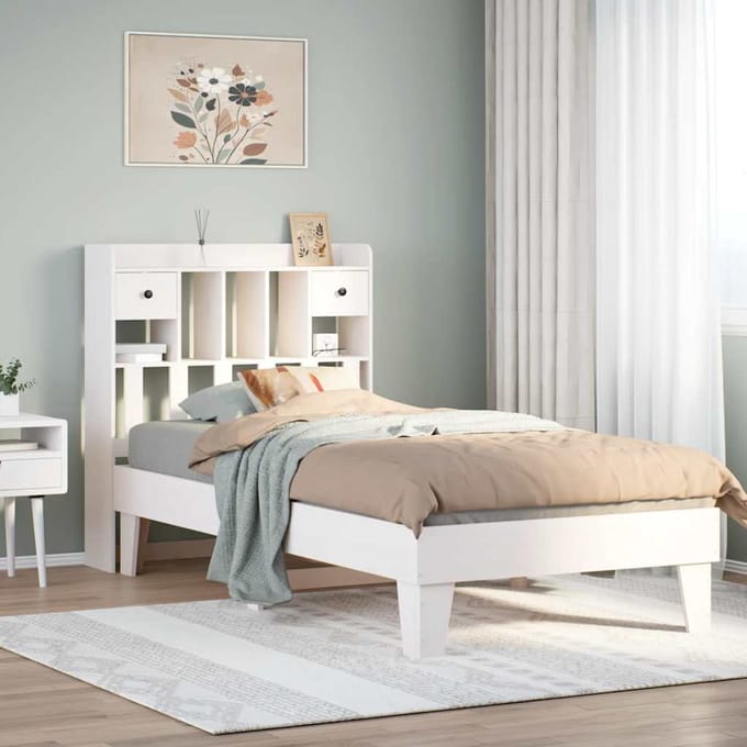 vidaXL - Bedframe - zonder - matras - massief - grenenhout - wit - 90x190 - cm